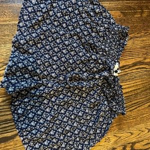 Navy Blue Soft Flowy Patterned Shorts